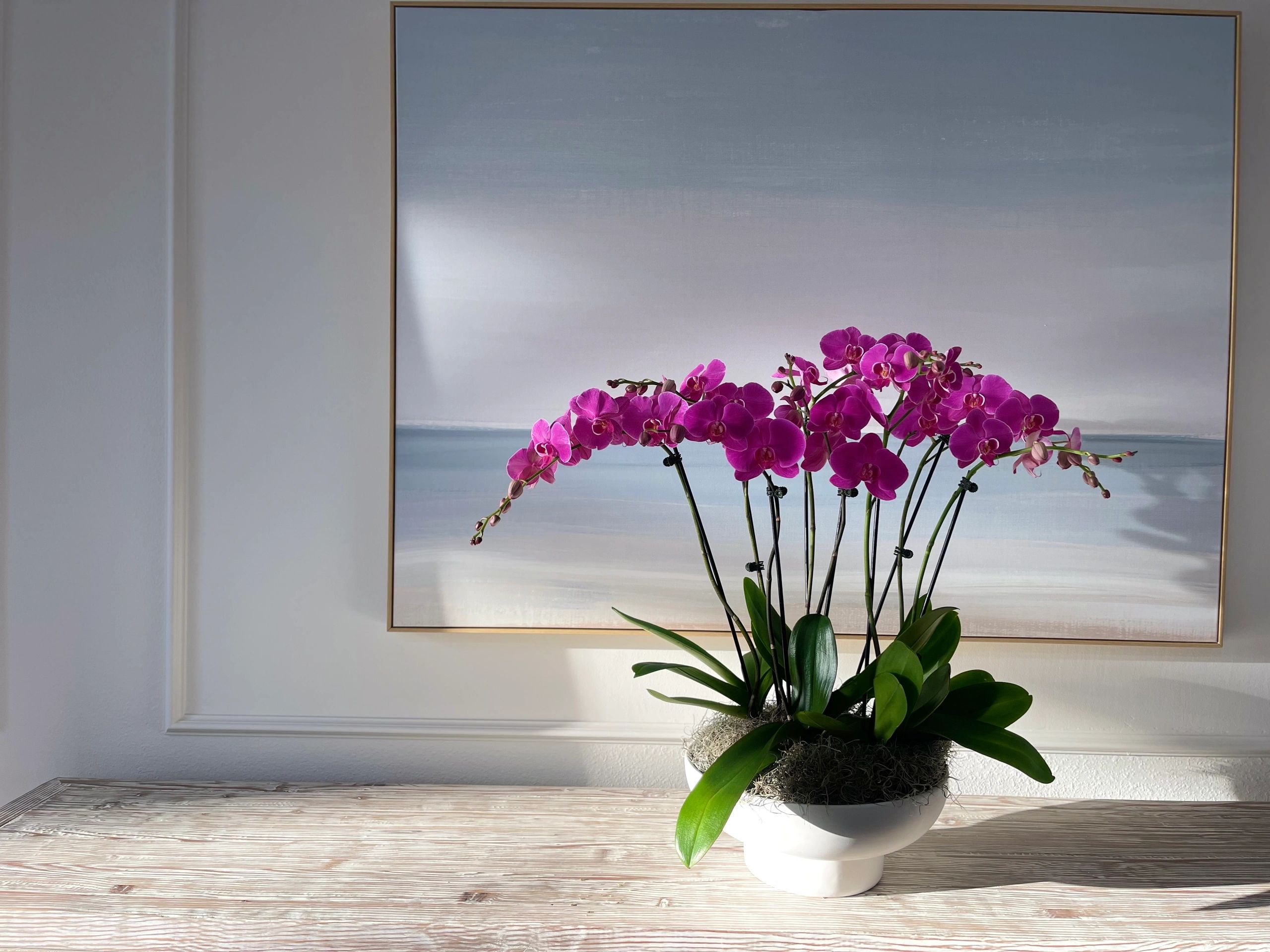 Custom orchid arrangement in Sarasota, built in a customer's own bowl